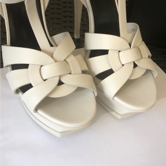 YSL SAINT LAURENT White Tribute Platform Sandals size 41 ( fits 10- 10,5) - Picture 14 of 16